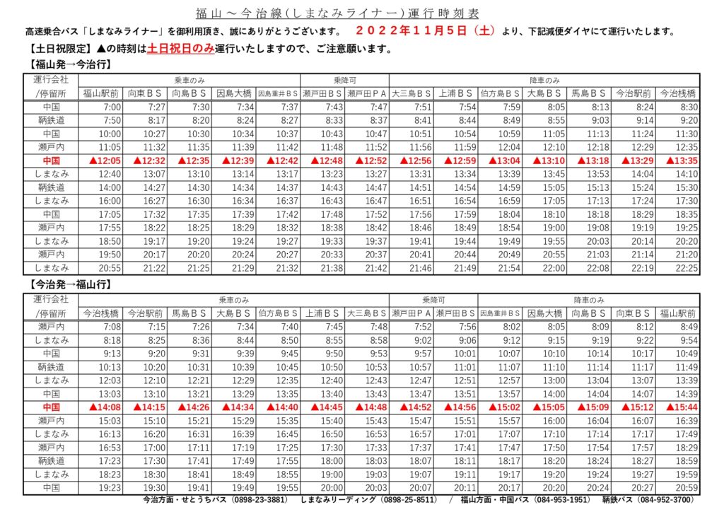 福山 今治 しまなみライナー 中国バス